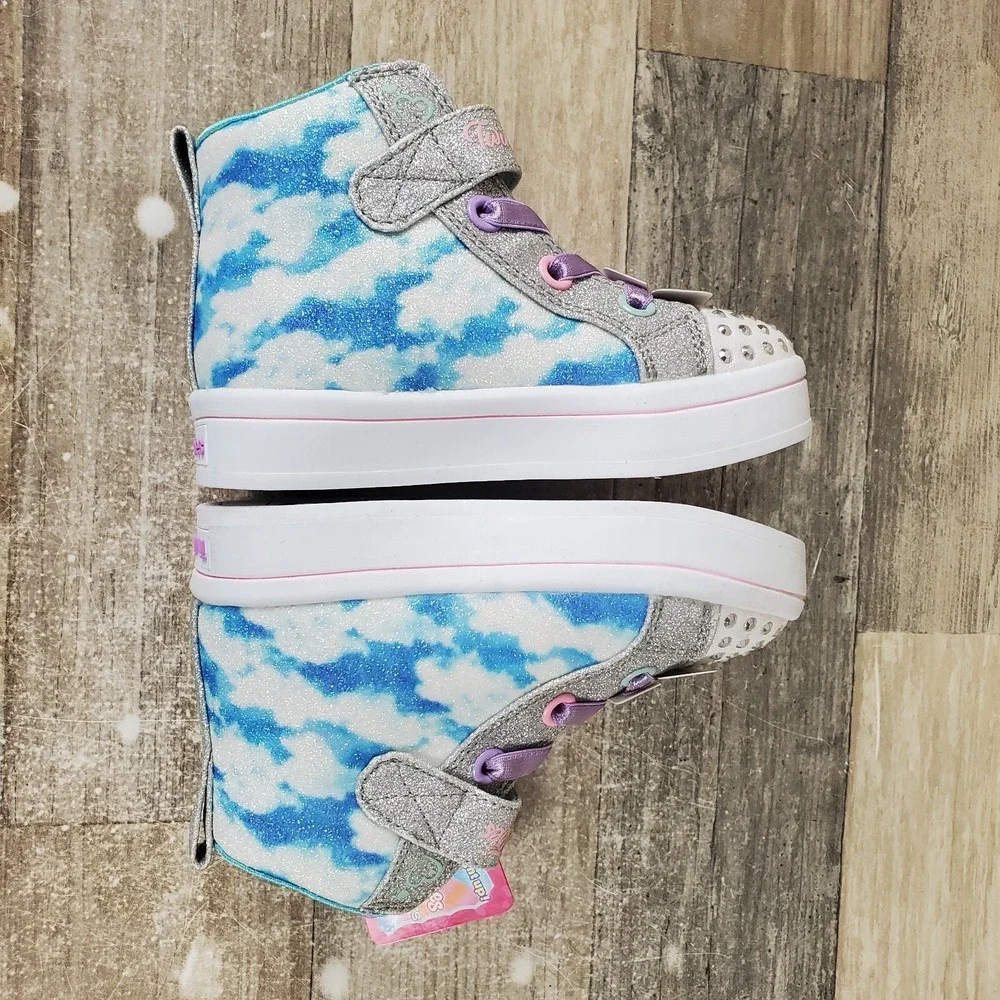 Skechers Twi-Lites 2.0 Girls Shoes Sz 7 Light Blue Magical Spectrum Sneakers